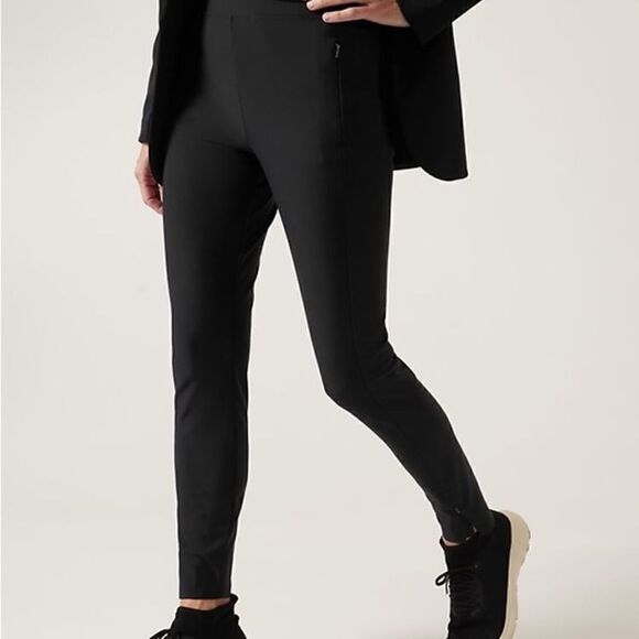 * NWOT ATHLETA Black Stellar Raw Hem Slit Tights Sz XS - Picture 2 of 15